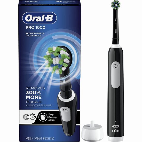 Oral-B Pro 1000 3D震动电动牙刷5.3折 44.89加元包邮！2色可选！