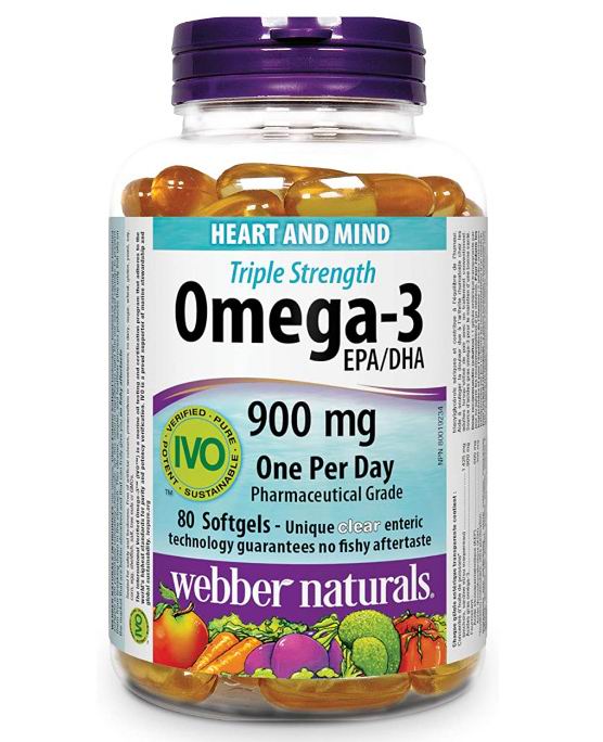  Webber Naturals 三重强效 Omega-3鱼油胶囊（900毫克 x 80粒）18.97加元（官网原价 29.99加元）