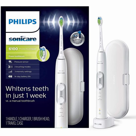  历史最低价！Philips 飞利浦 Sonicare 6100 声波震动牙刷6.2折 99.99加元包邮！