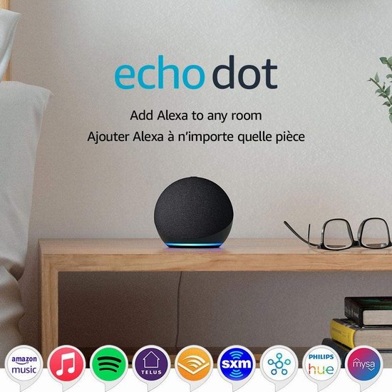  白菜价！历史新低！Echo Dot 第四代球形智能音箱3.6折 24.99加元！3色可选！