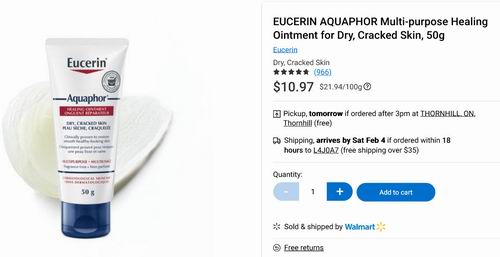 Eucerin 优色林儿童万用修复软膏 7.69加元（walmart同款 10.99加元）