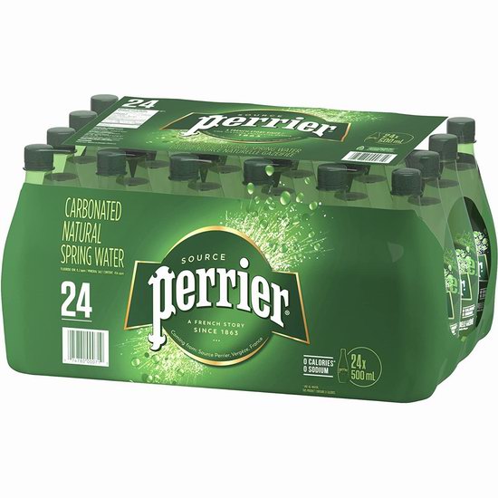  高颜值 Perrier 天然含气矿泉水/巴黎水（500mlx24瓶）5.2折 26.99加元！