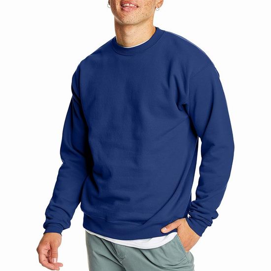  Hanes 恒适 Ecosmart 男式纯色抓绒长袖衫6.4折 16加元起！多色可选！