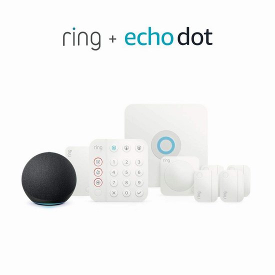  第二代 Ring Alarm 专业家庭全屋安防监控系统8件套+第四代Echo Dot智能音箱套装 274.98加元包邮！