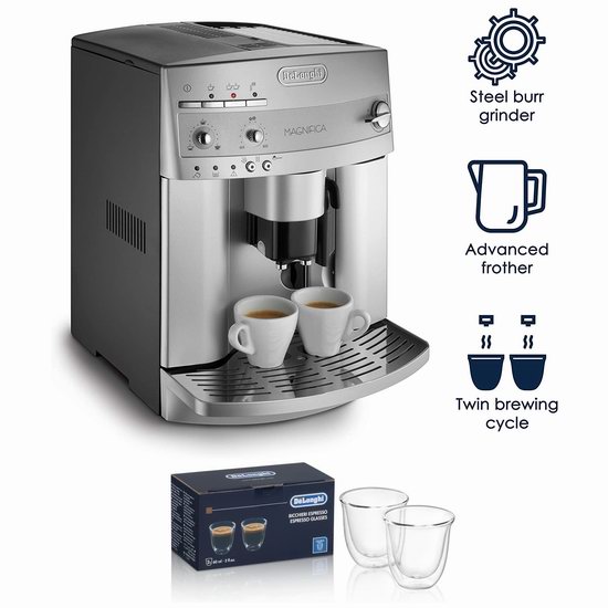  DeLonghi 德龙 ESAM3300 Magnifica 超级全自动咖啡机+双壁咖啡杯套装6.7折 687.65加元包邮！