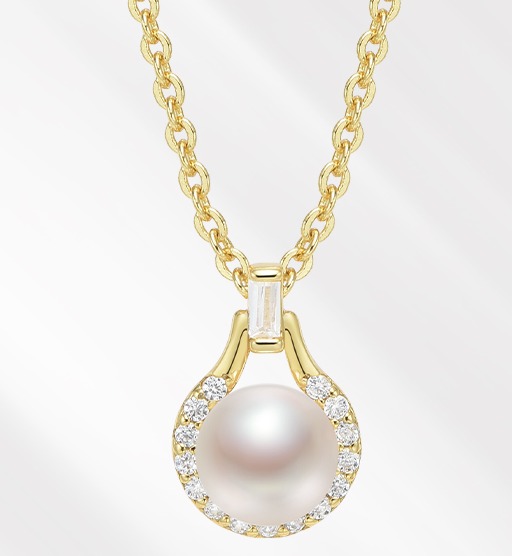 GN PEARL 纯银镀金立方氧化锆淡水珍珠吊坠项链 19.99加元限量特卖，原价 32.99加元