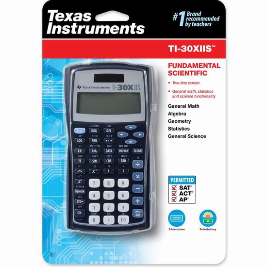  中学必备！Texas Instruments TI-30X IIS 太阳能科学计算器5折 9.97加元！