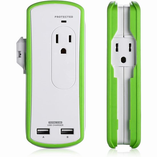  白菜价！历史新低！sarmert 浪涌保护 2 插座 + 2 USB充电 便携式插线板 7.99加元！