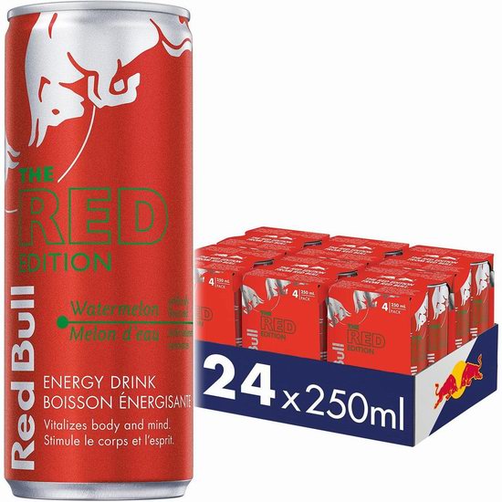  白菜价！历史新低！Red Bull 西瓜味 红牛能量饮料（250毫升x24罐）3.6折 19.74加元！