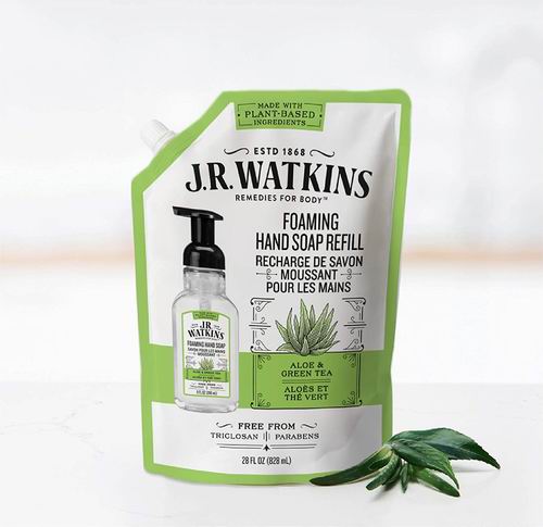  J.R. Watkins 芦荟绿茶泡沫洗手液补充袋 828毫升 5.99加元（原价 6.99加元）