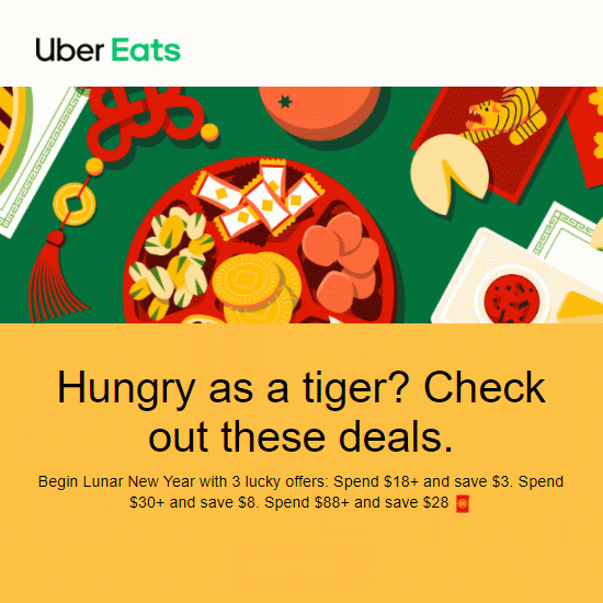  Uber Eats 优食将年夜饭送到家！指定商家外卖送餐 买一送一 + 满减28加元！