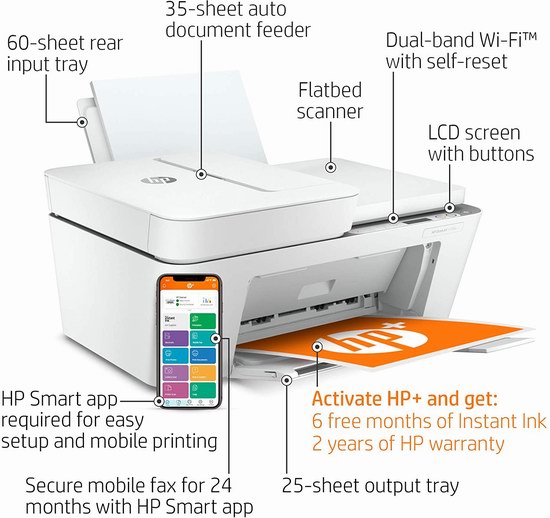 HP 惠普 DeskJet 4155e 多功能一体无线彩色喷墨打印机5.3折 89.99加元！送6个月墨盒！