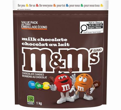  M&M's 花生酱巧克力豆（1公斤）超值装 13.04加元（原价 18.49加元）