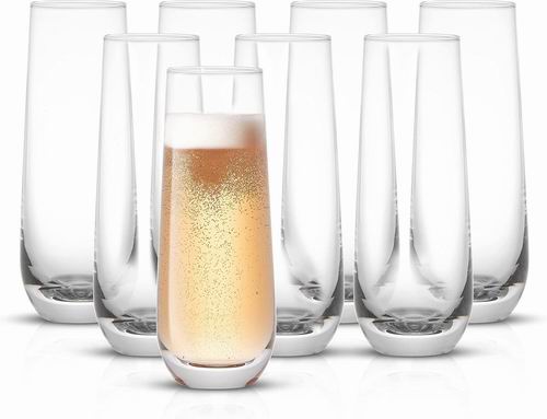  JoyJolt Milo 无柄水晶香槟长笛/玻璃杯 8件套 24.6加元（原价 28.95加元）