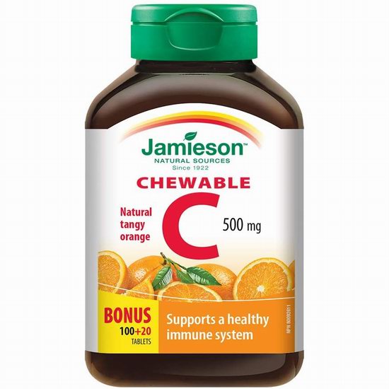 Jamieson 健美生 橙味 维生素C咀嚼片（120片）3.9折 4.27加元！