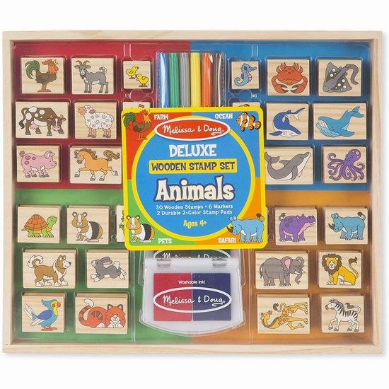  历史新低！Melissa & Doug 豪华实木动物主题 印章绘画套装6折 20.99加元！