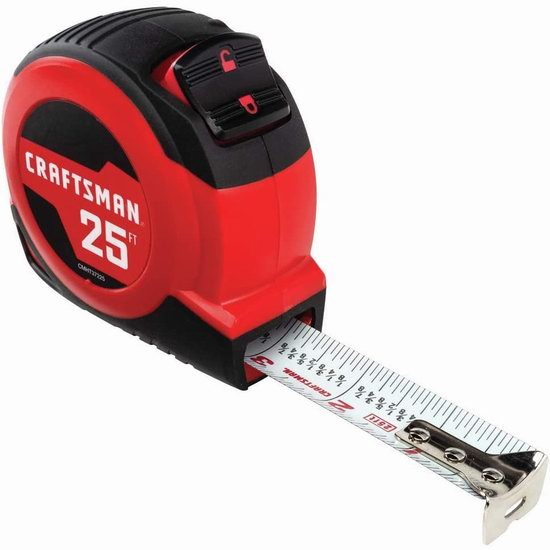  Craftsman 25英尺 经典款钢卷尺4.5折 7.49加元（原价 16.49加元）