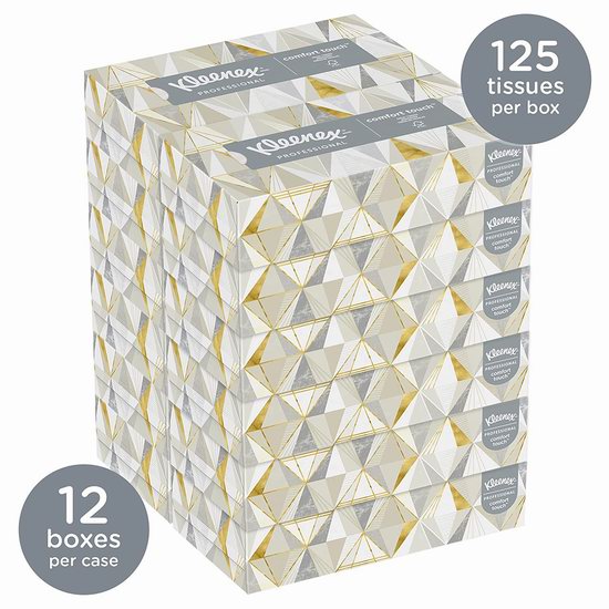  Kleenex 舒洁 超软面巾纸/抽纸（125抽x12盒） 26.99加元（原价 40加元）！每盒2.25加元