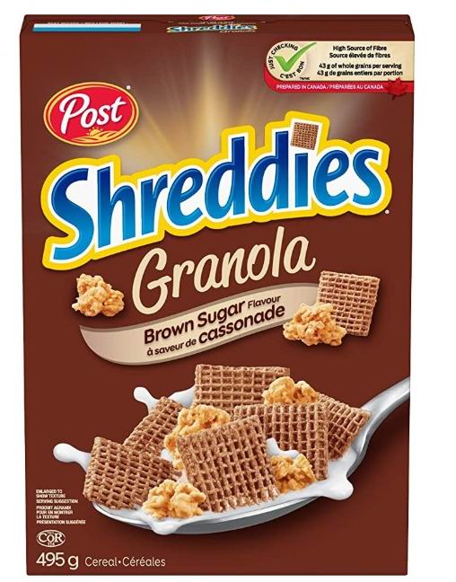  Post Shreddies 格兰诺拉麦片 红糖口味 2.99加元（原价 3.99加元）