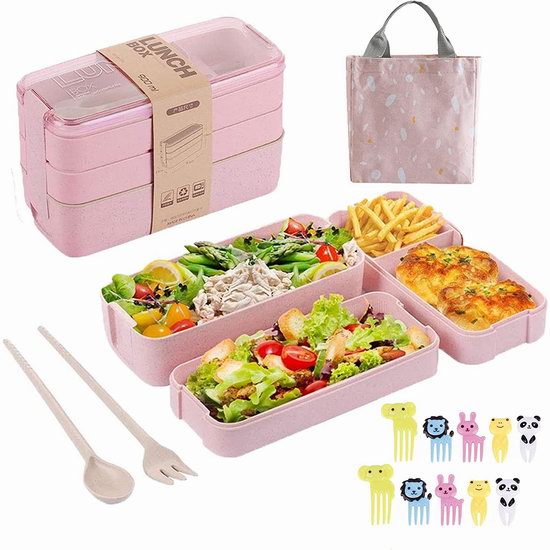  历史新低！JENNY-BABY 三合一 粉色环保午餐便当盒套装6折 22.79加元包邮！