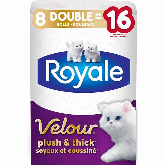  历史新低！Royale Velour 双层卫生纸8卷装5.1折 4.99加元！