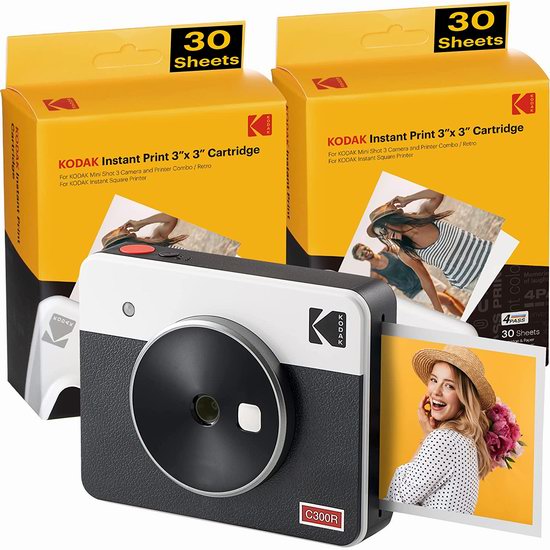  Kodak Mini Shot 3 柯达二合一 复古便携式拍立得/照片打印机+68相纸套装7.6折 159.99加元包邮！