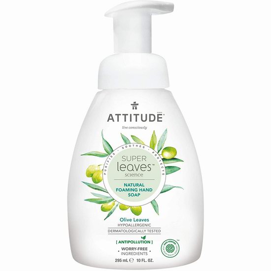  ATTITUDE Super Leaves 橄榄叶味泡沫洗手液（295ml）6折 2.99加元！