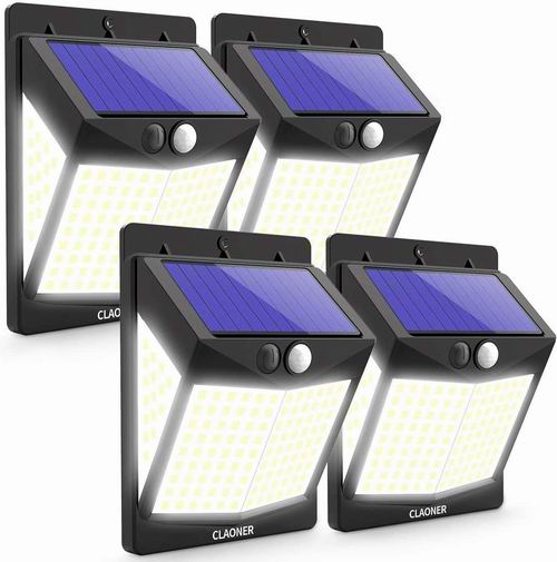  CLAONER 140 LED/3种模式太阳能运动感应灯4件套 32.99加元