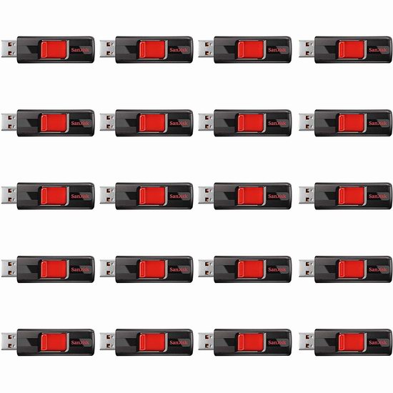 历史新低！SanDisk 64GB Cruzer USB 2.0 闪存盘/U盘20件套超值装4.9折 68.72加元包邮！单个仅3.43加元！