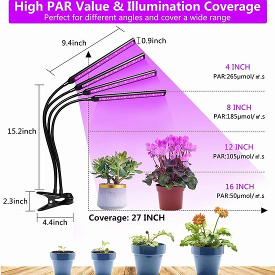 历史新低！Etship 4灯头 育苗神器 自动定时 LED植物培育生长灯5折 19.99加元包邮！