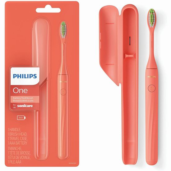  Philips One HY1100/02 飞利浦 高颜值 电动牙刷7.4折 25.99加元！2色可选！