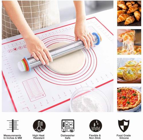  Meowoo 带尺寸 硅胶糕点垫/烘焙垫 7.49加元（原价 14.99加元）