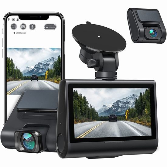  iZEEKER 4K超高清 170°+170°超广角 前后双摄像头 辅助倒车 GPS行车记录仪6.2折 124.48加元限量特卖并包邮！