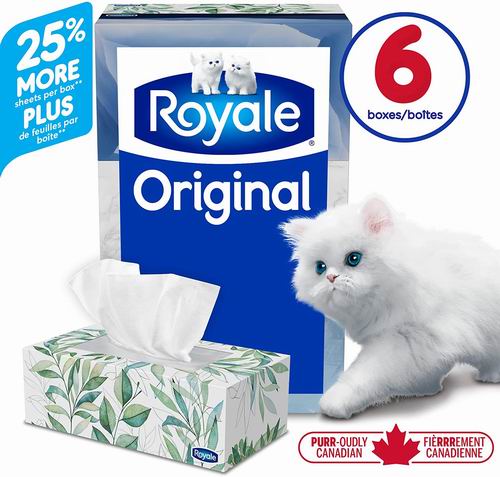  Royale Original 2层面巾纸（126张 X 6盒）  5.69加元（原价 8.79加元）