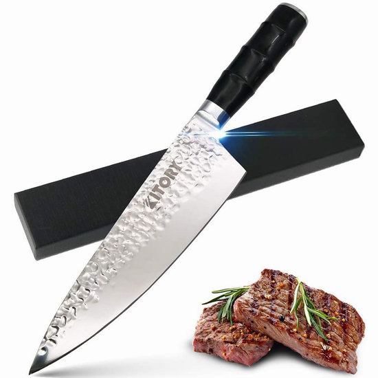  历史新低！KITORY 8英寸 锤纹高碳钢 专业主厨刀/厨师刀4折 19.97加元包邮！