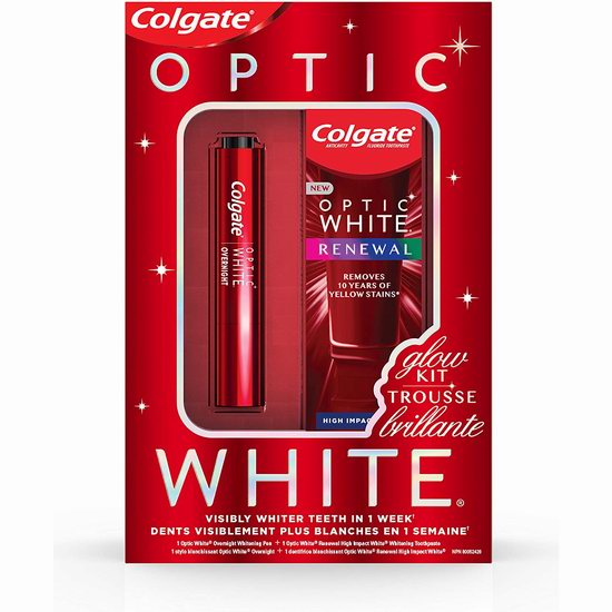  超级白菜！Colgate 高露洁 Optic White 牙齿美白神器 去渍牙贴 光感白夜间牙齿美白精华笔2.4折 7.13加元包邮！