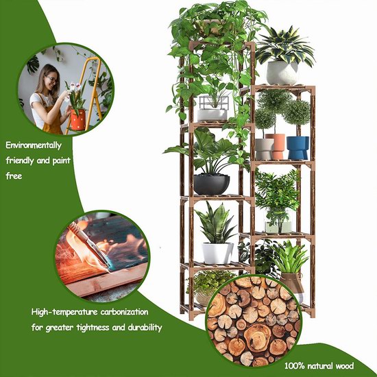 CFMOUR 56英寸 天然碳化实木 植物架/花盆架 37.39加元限量特卖并包邮！
