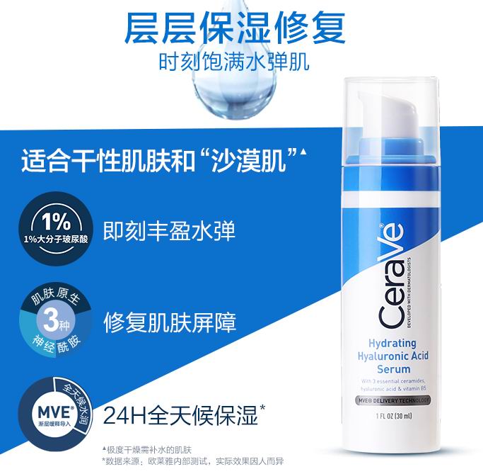  CeraVe 透明质酸保湿精华30毫升 13.99加元（shoppers同款价27.99加元）