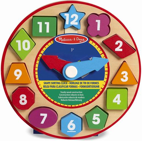  Melissa & Doug 木制时钟形状分类玩具 14.47加元（原价 19.49加元）