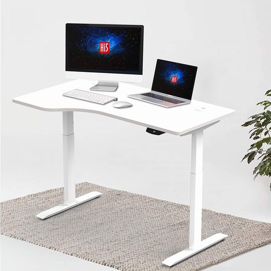 Hi5 L型加大 站坐两用 电动升降 智能防撞 木纹台面 升降桌/电脑桌4.9折 276.06加元包邮！
