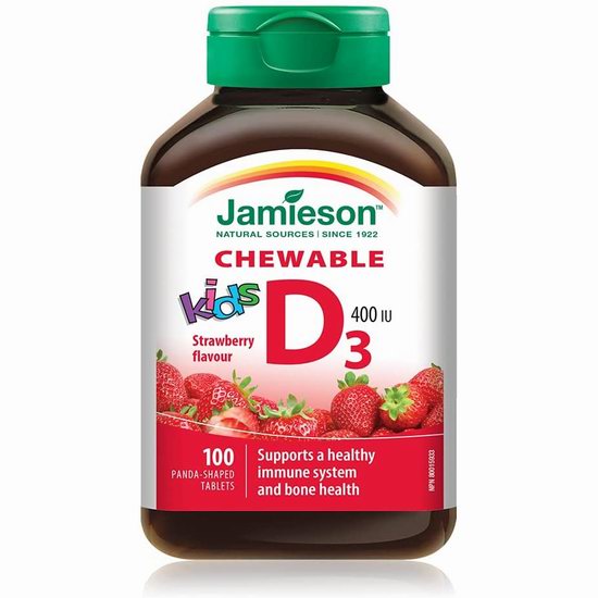  Jamieson 健美生 草莓味 维生素D 400 IU 软糖（100片） 5.12加元（原价 7.99加元）