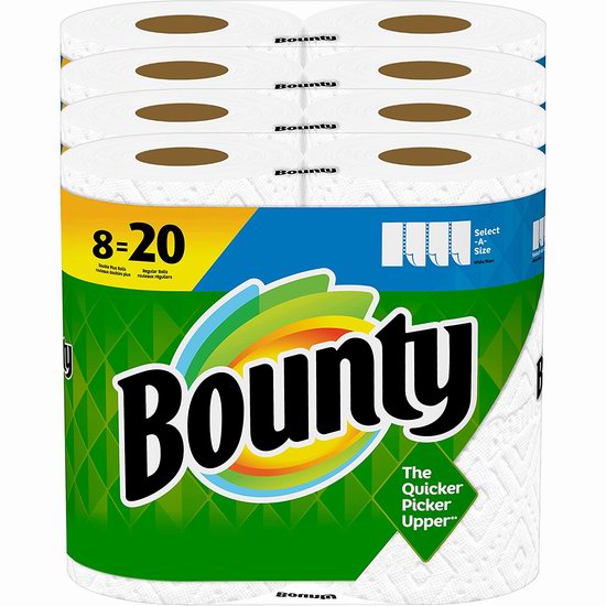  Bounty select-a-size 双层厨房用纸8卷装6.6折 18.32加元包邮！相当于普通20卷！