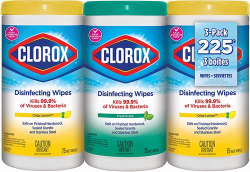  Clorox 消毒湿巾 3×75张 15.19加元（原价 17.59加元）！每桶5.06加元