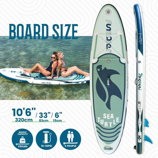  历史新低！FunWater SUP 10.6英尺 超轻军用级双壁PVC充气立式桨板4.3折 134.39加元包邮！