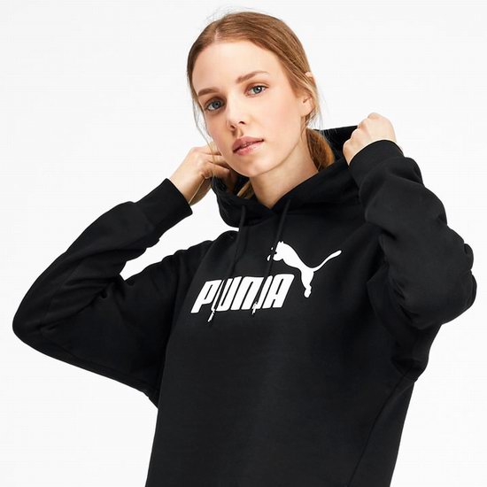  PUMA Essentials 彪马 Logo印花 女式黑色潮流 连帽卫衣 39加元包邮！