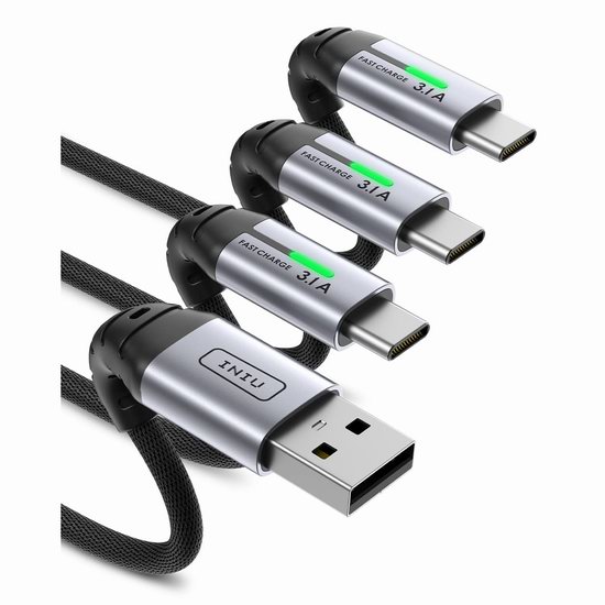  历史新低！INIU USB-C 3.1A 充电线缆/数据线3件套4.5折 7.64加元！