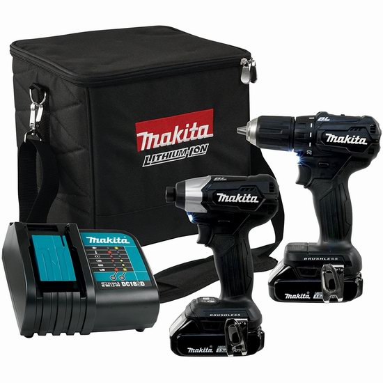  历史新低！Makita 牧田 DLX2220SYB 18V 紧凑型无绳电钻+冲击钻套装5折 140加元包邮！