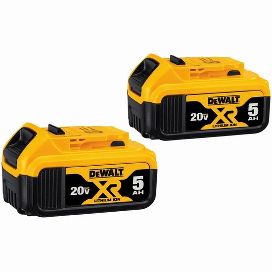  DEWALT 得伟 DCB205-2 20V MAX 5.0Ah 高级XR锂电池2件套6折 179加元包邮！