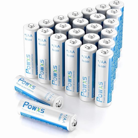  历史新低！POWXS 2000mAh 环保无毒 Ni-MH 镍氢 AA充电电池24只装5折 16.38加元！