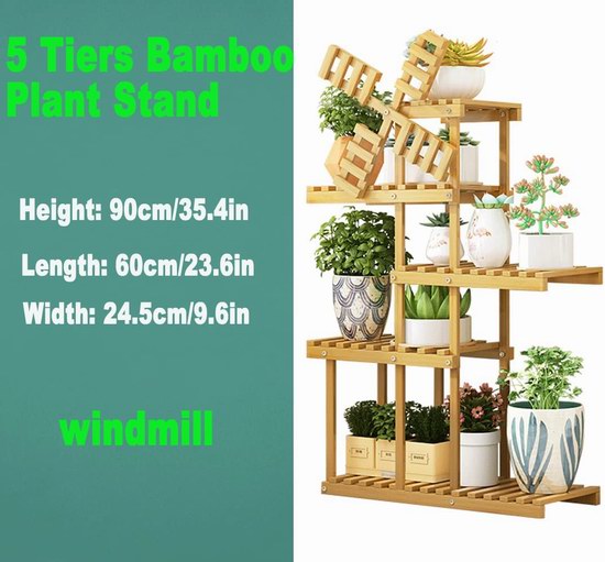 历史新低！FLYZCKJ 5层天然竹制植物架/花盆架5.折 34.99加元！